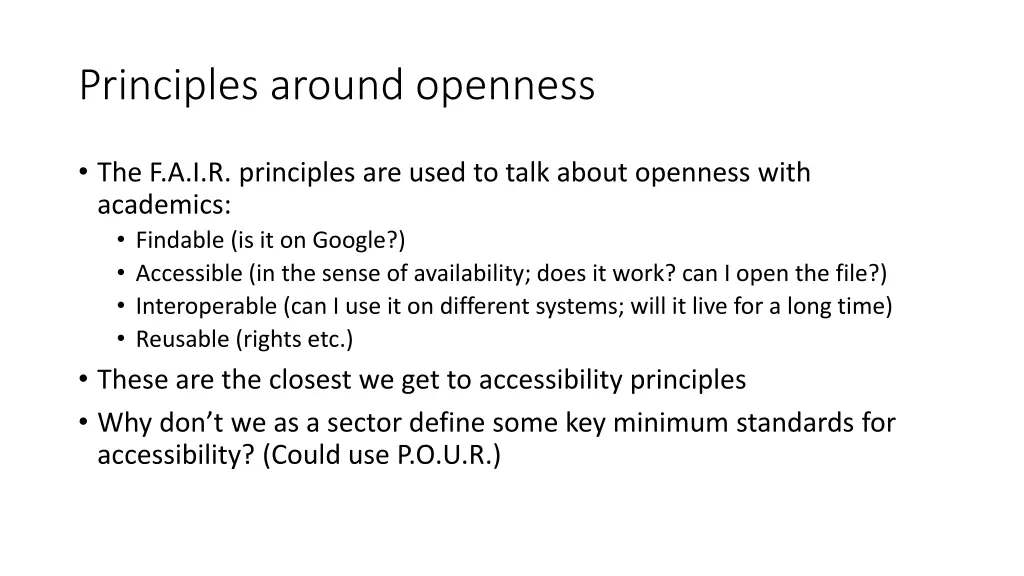 principles around openness