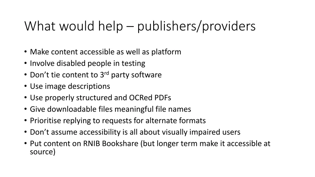 what would help publishers providers