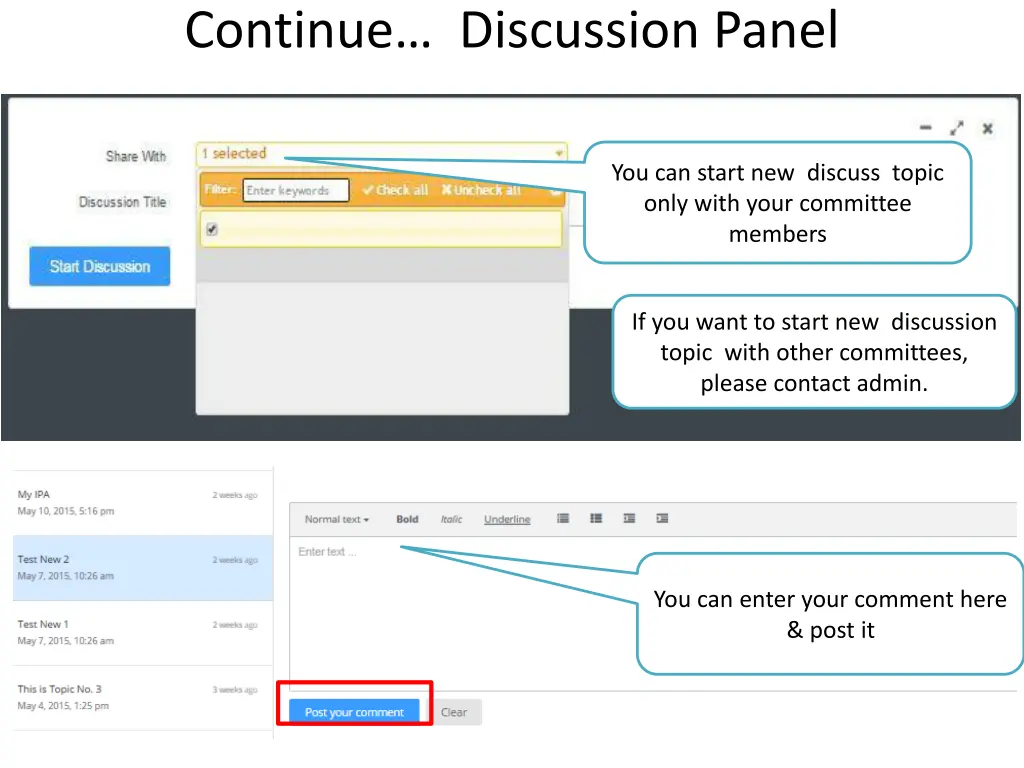 continue discussion panel