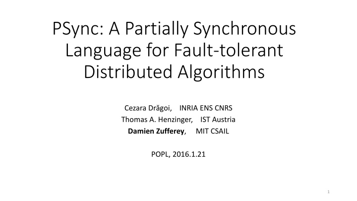 psync a partially synchronous language for fault