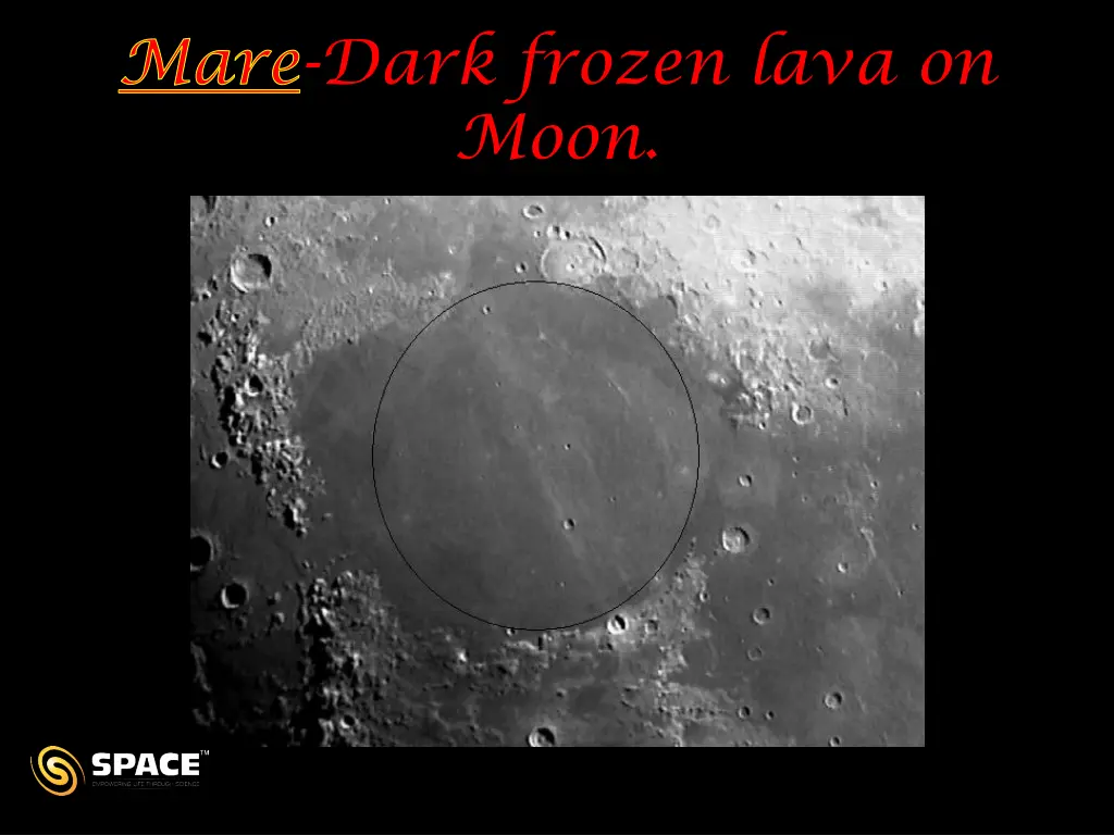 mare dark frozen lava on moon