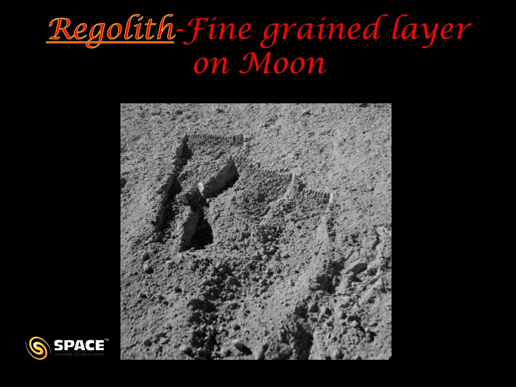 regolith fine grained layer on moon