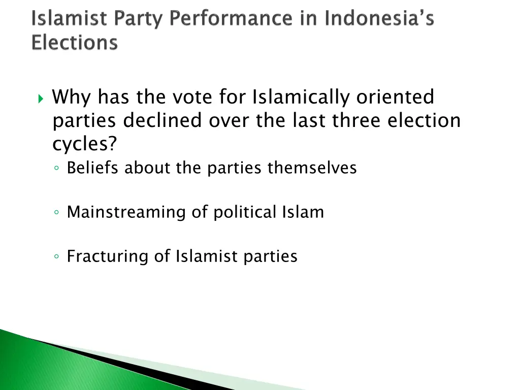 why has the vote for islamically oriented parties