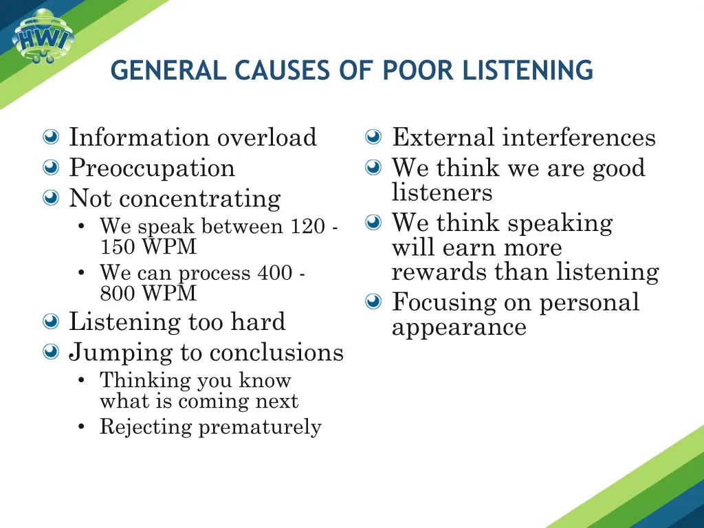 general causes of poor listening