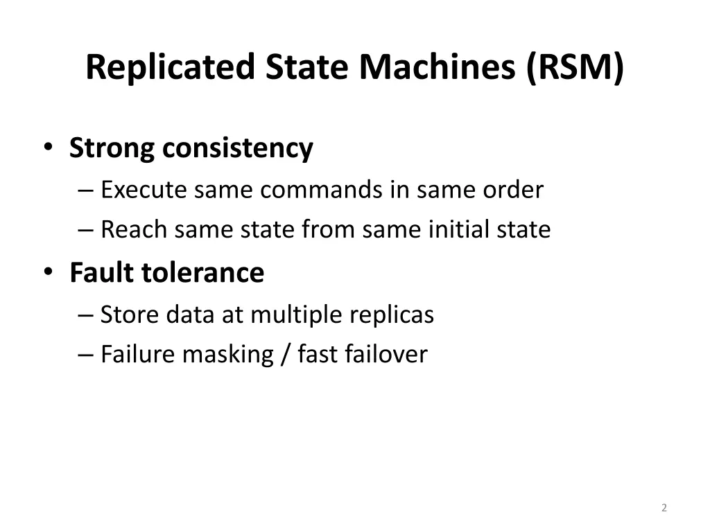 replicated state machines rsm