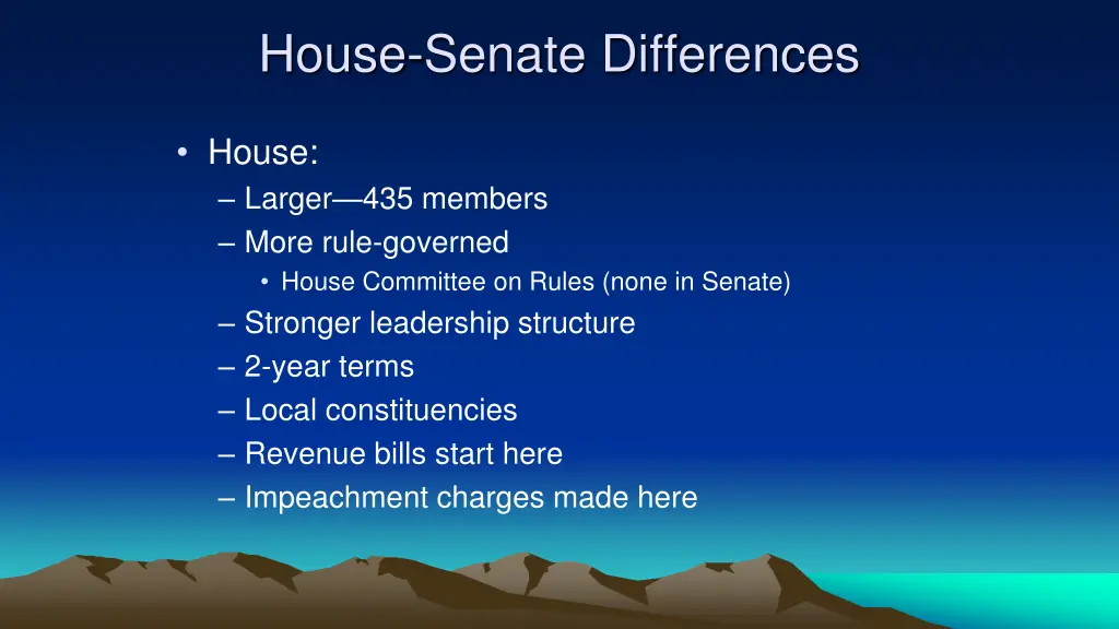 house senate differences