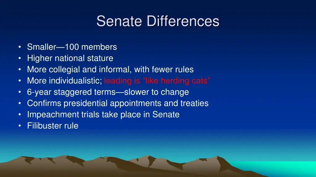 senate differences