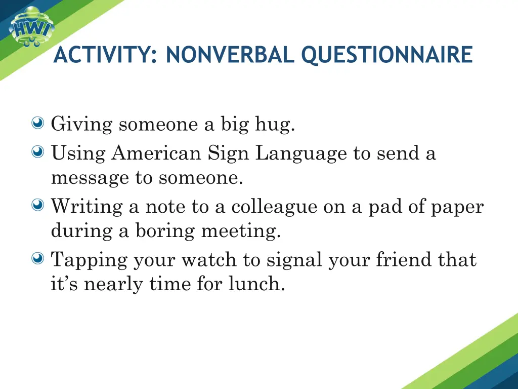 activity nonverbal questionnaire