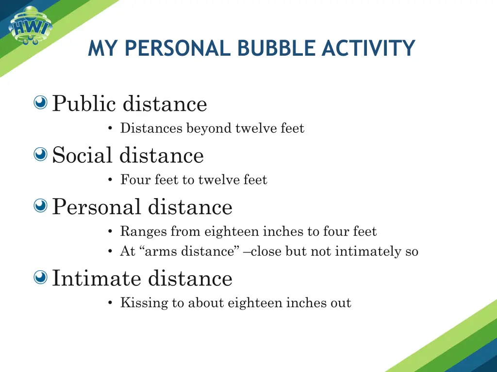 my personal bubble activity