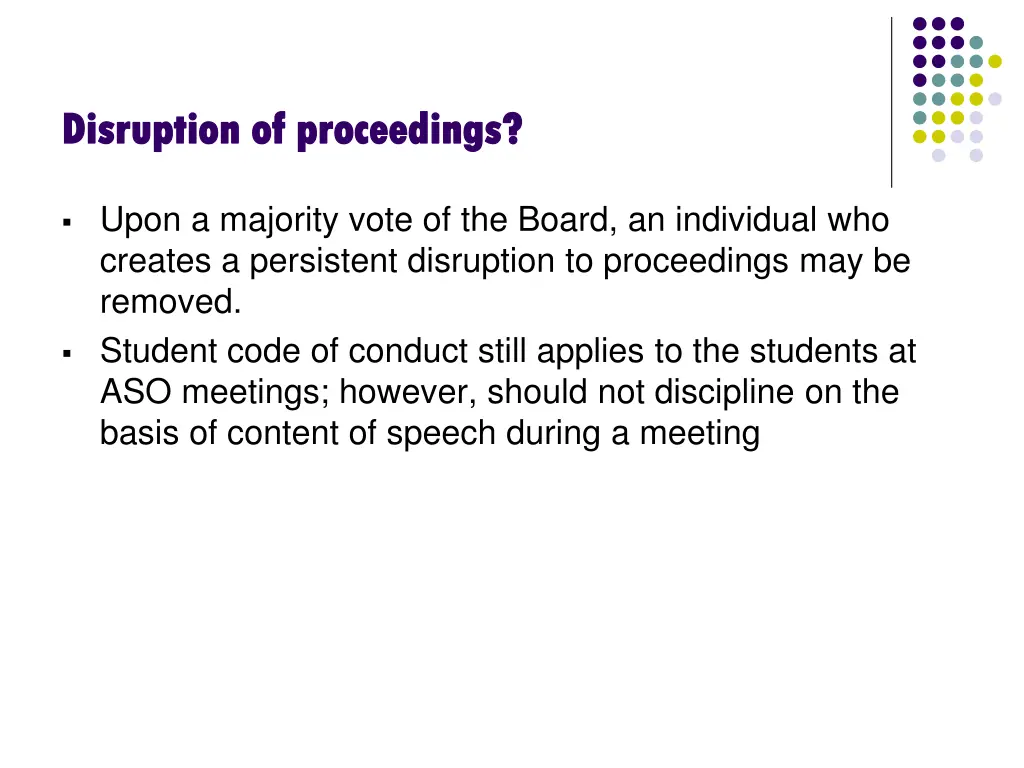 disruption of proceedings disruption