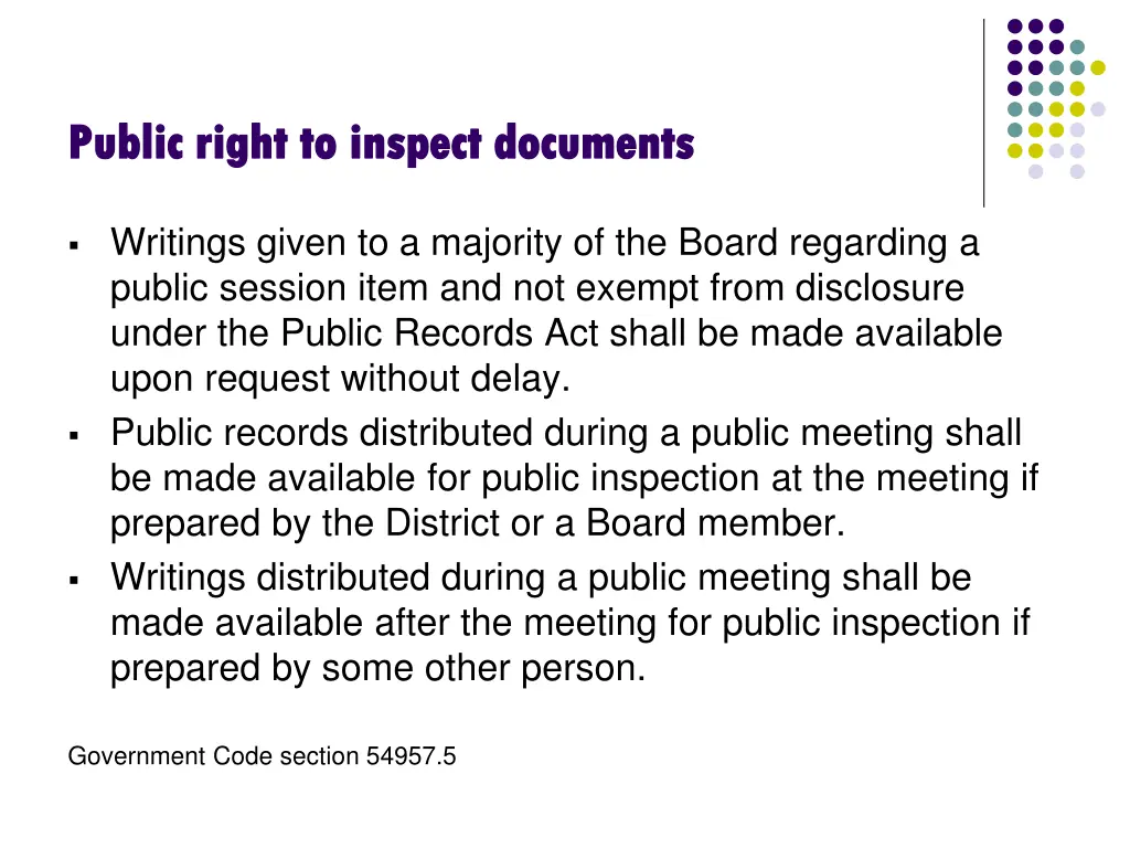 public right to inspect documents public right