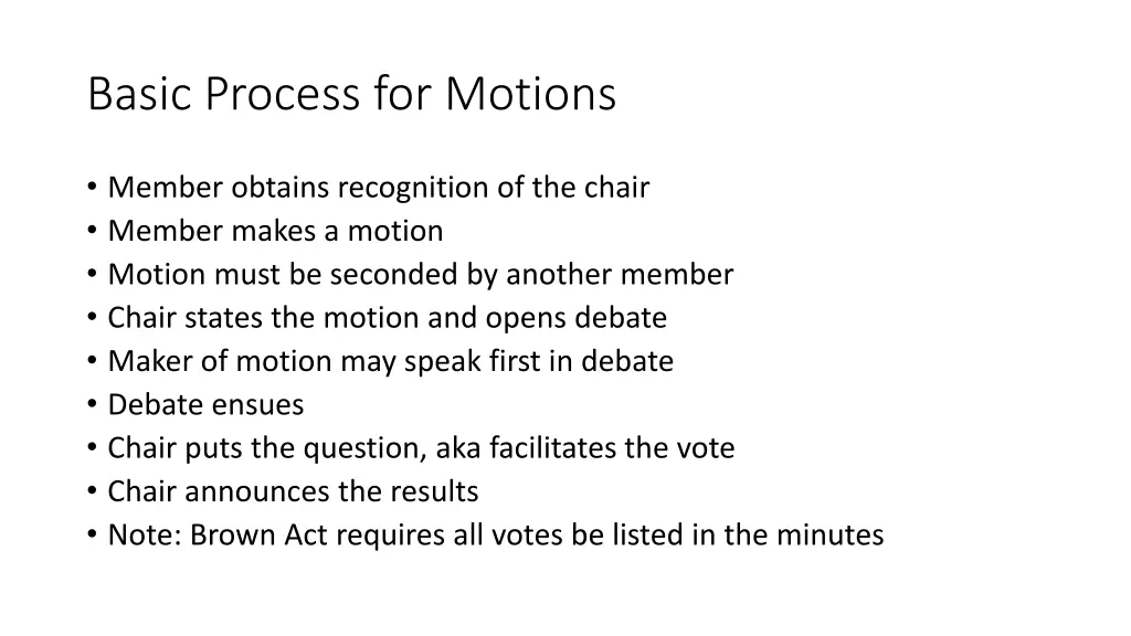 basic process for motions