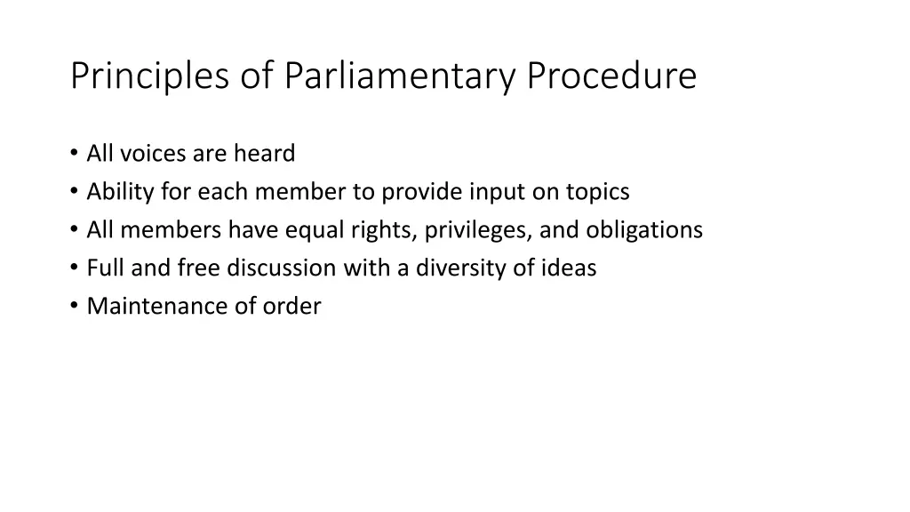 principles of parliamentary procedure