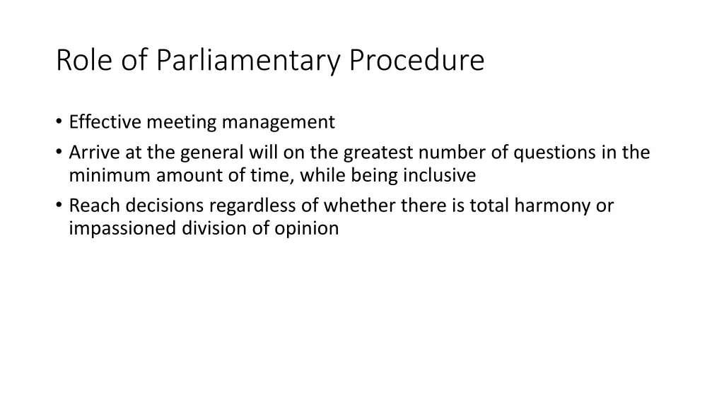 role of parliamentary procedure