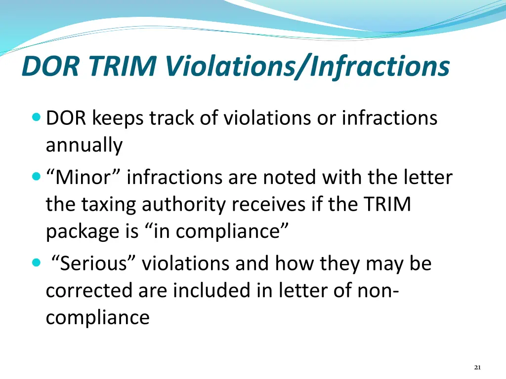 dor trim violations infractions