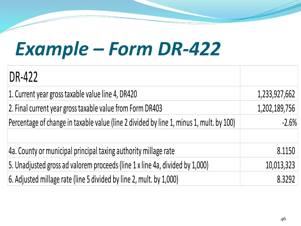 example form dr 422