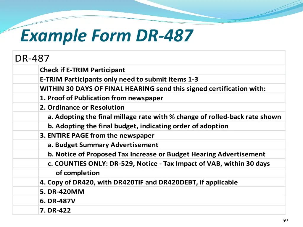 example form dr 487