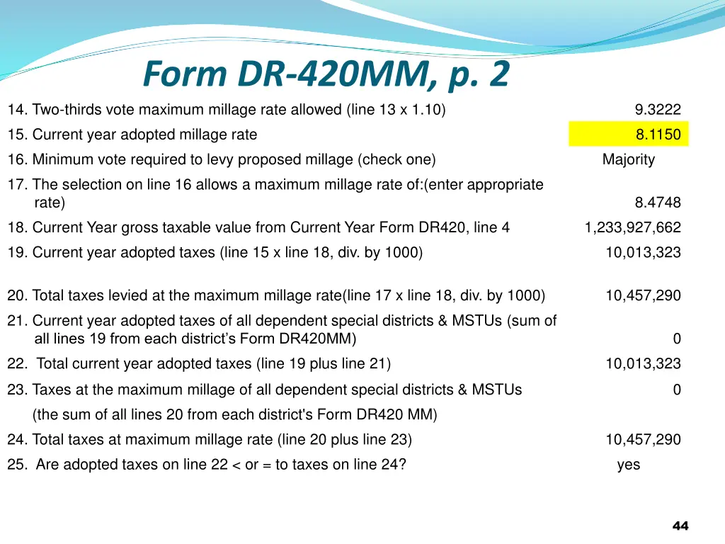 form dr 420mm p 2 14 two thirds vote maximum