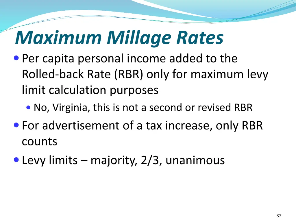 maximum millage rates per capita personal income