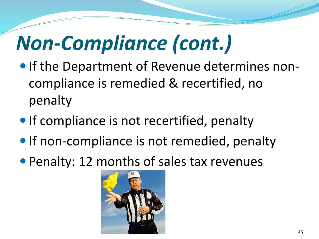 non compliance cont if the department of revenue