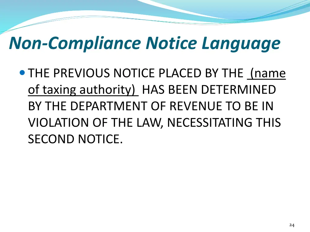 non compliance notice language