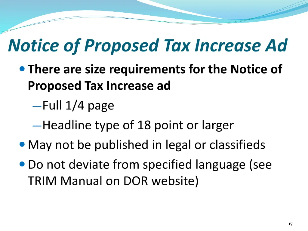 notice of proposed tax increase ad there are size