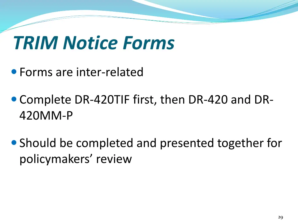 trim notice forms