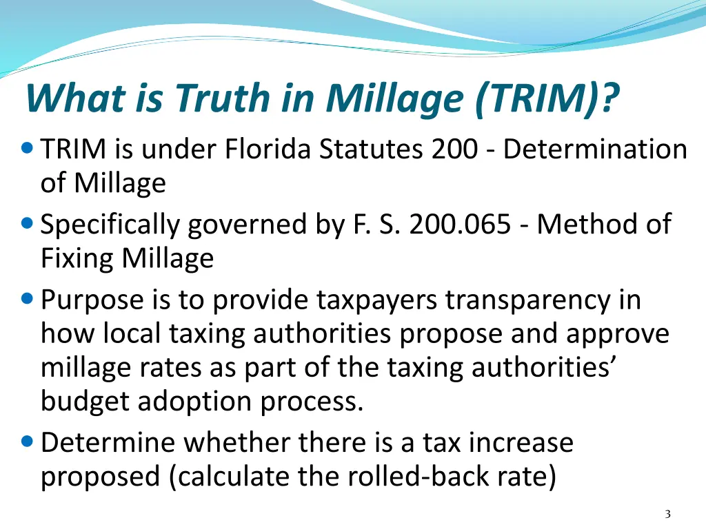 what is truth in millage trim trim is under