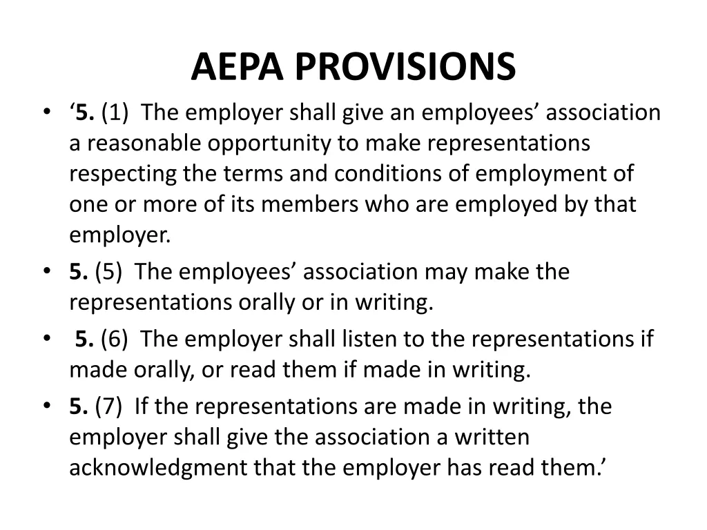 aepa provisions 5 1 the employer shall give