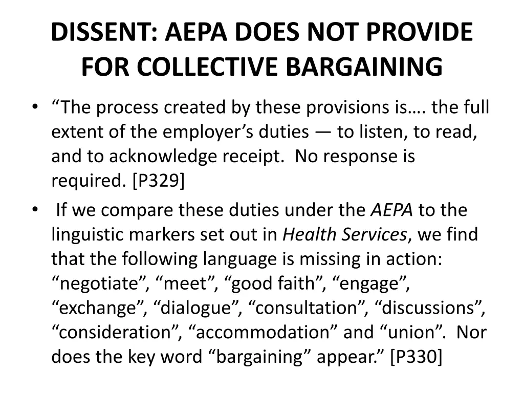 dissent aepa does not provide for collective