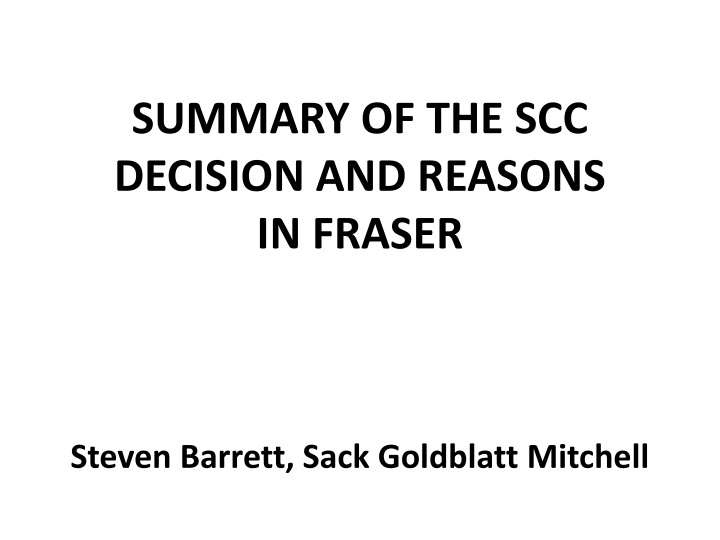 summary of the scc decision and reasons in fraser