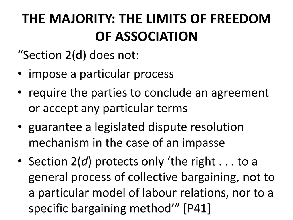 the majority the limits of freedom of association