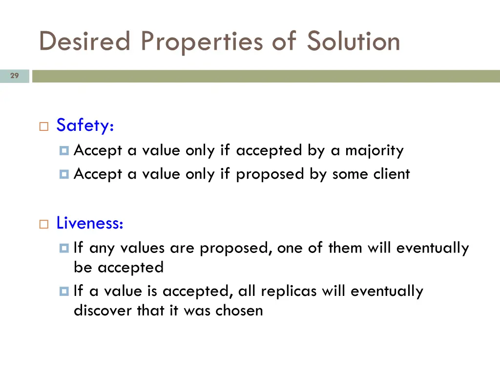 desired properties of solution 1