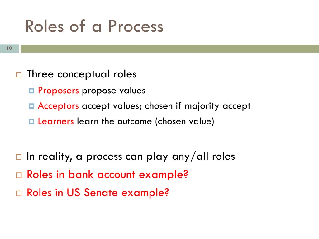 roles of a process