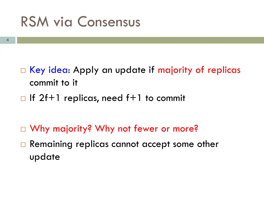 rsm via consensus