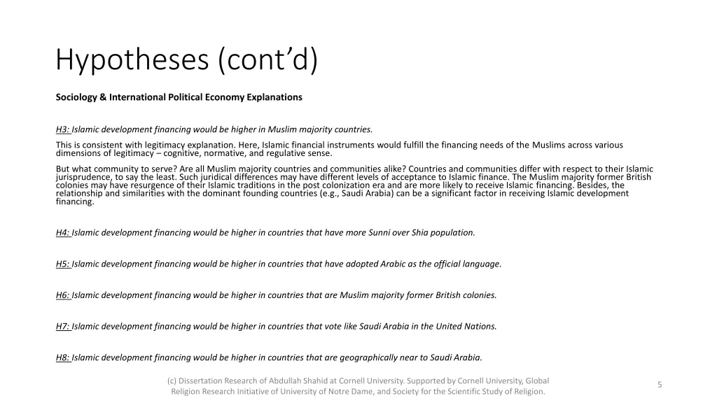 hypotheses cont d