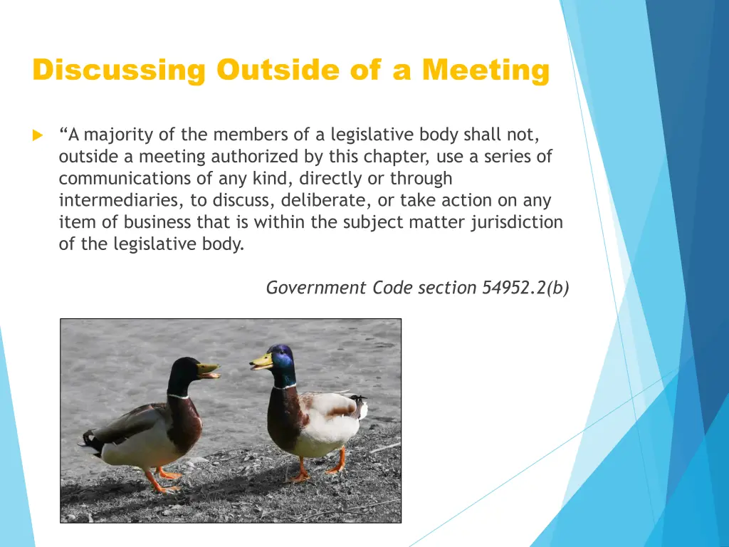 discussing outside of a meeting