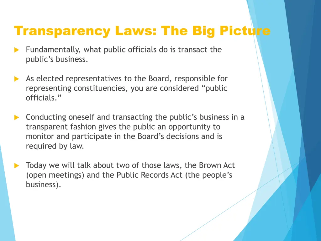 transparency laws the big picture