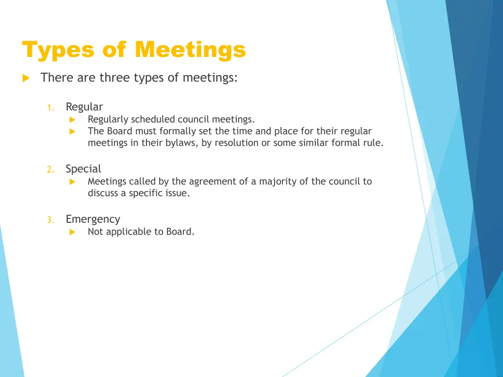 types of meetings