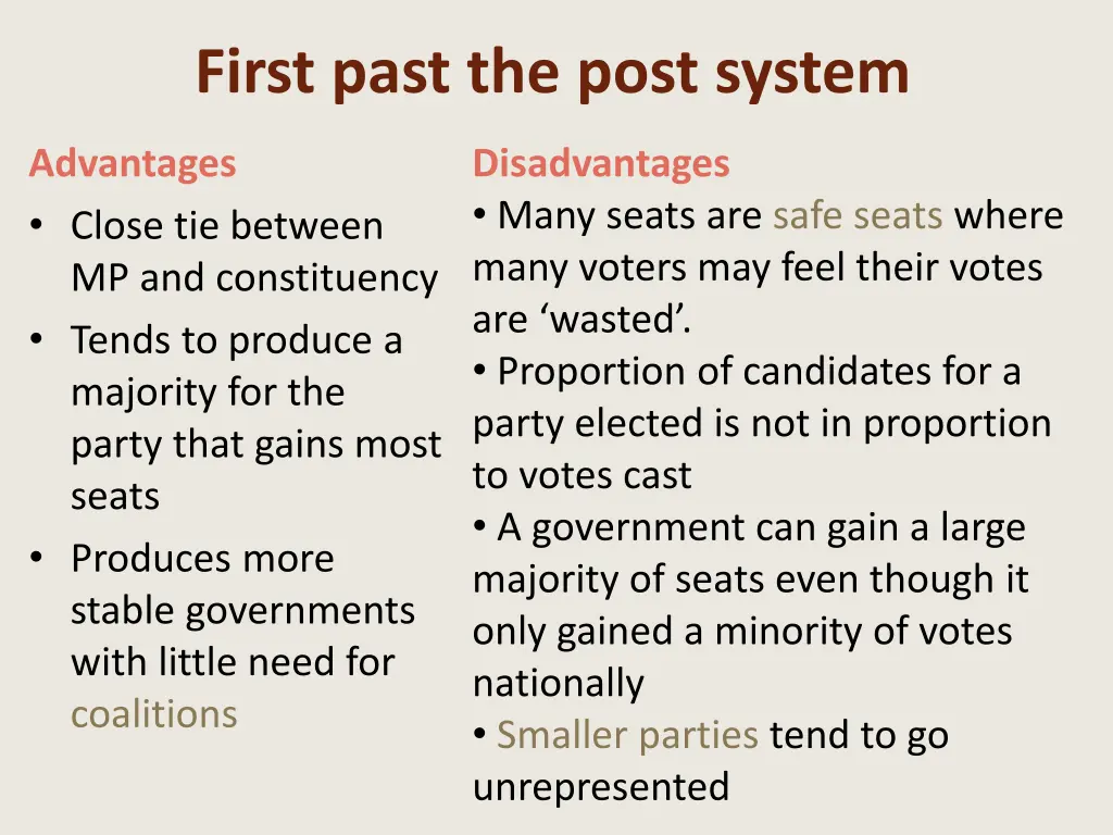 first past the post system