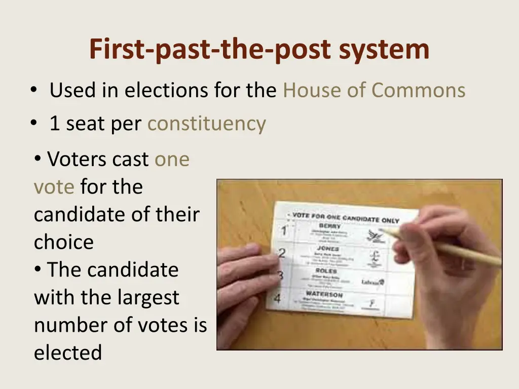 first past the post system used in elections