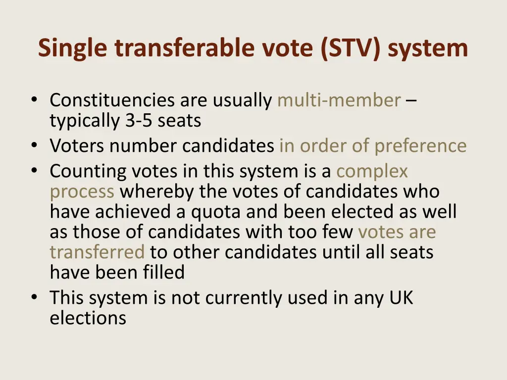 single transferable vote stv system