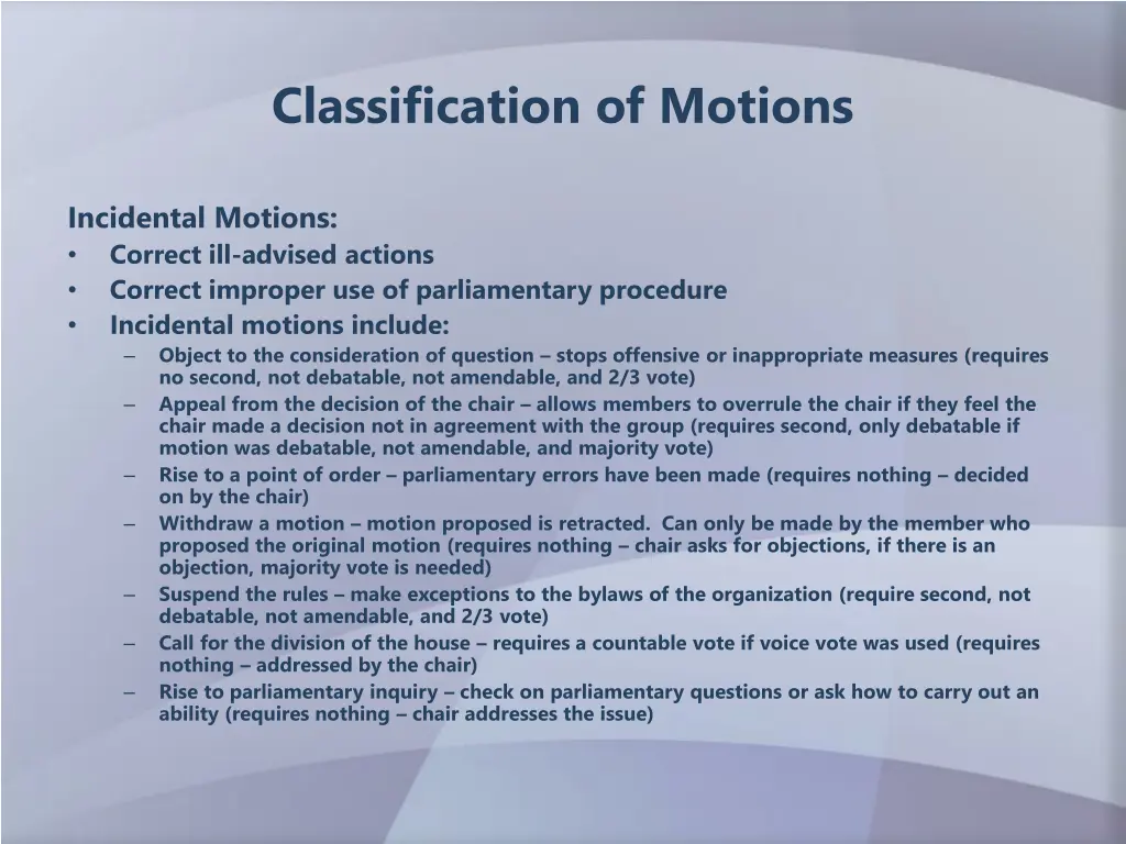 classification of motions 1