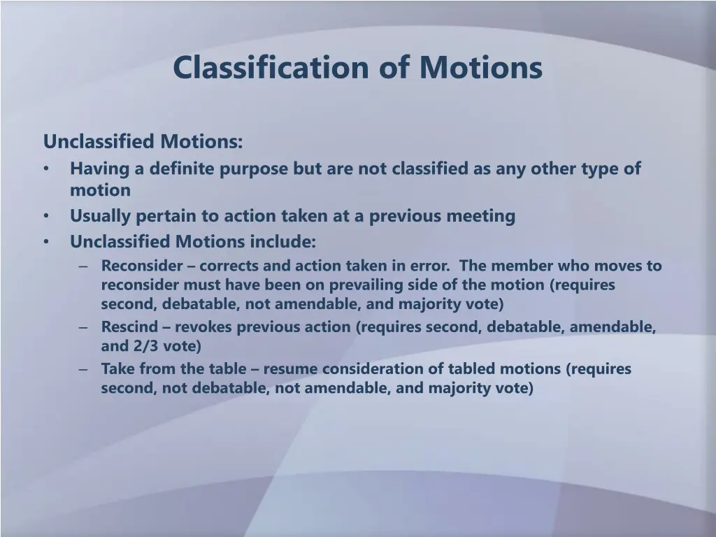 classification of motions 2