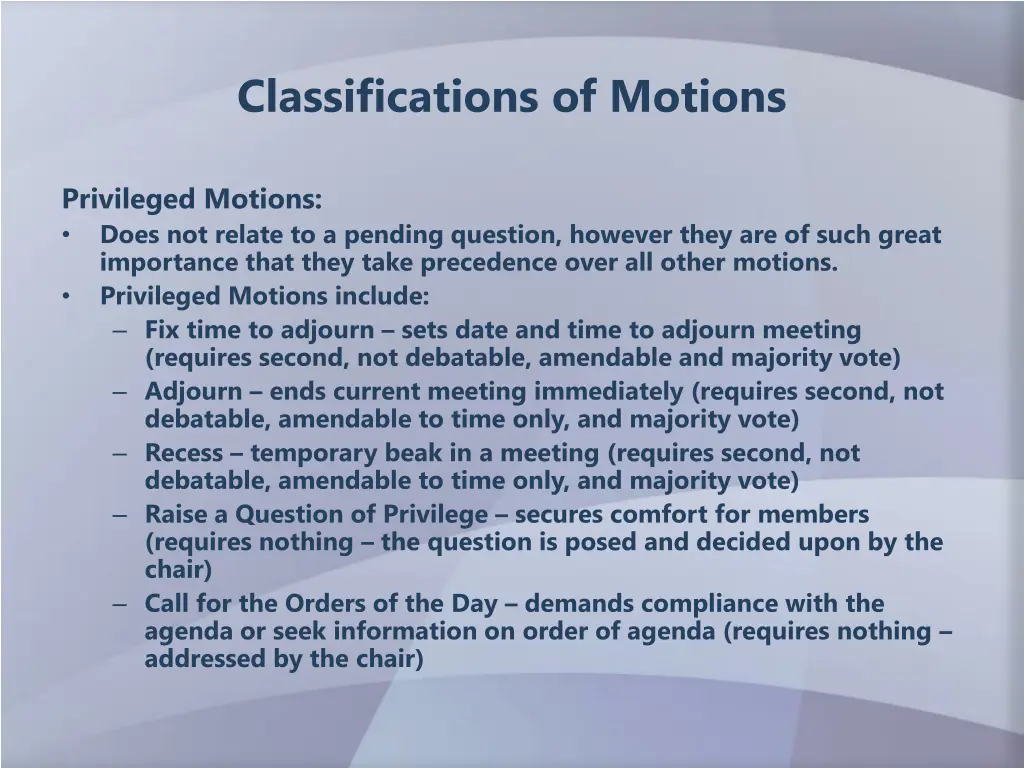 classifications of motions 1