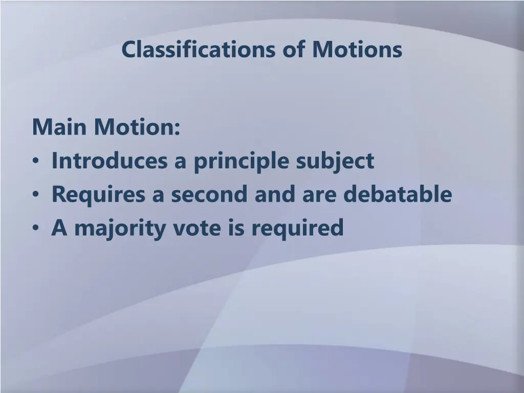 classifications of motions