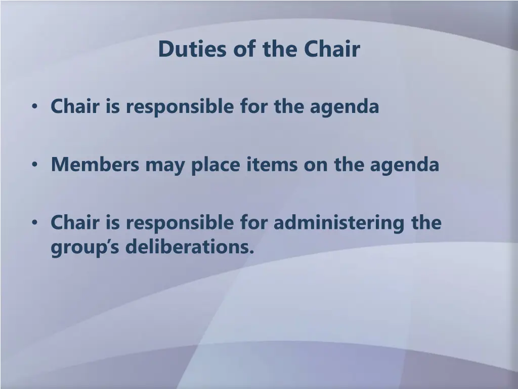 duties of the chair