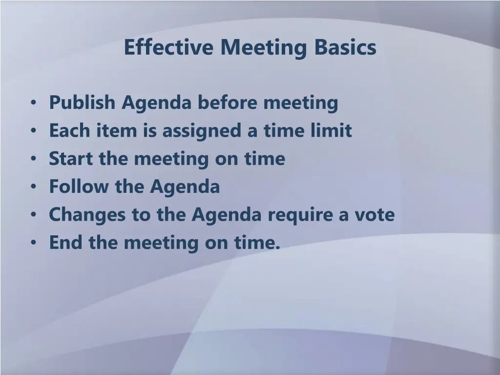 effective meeting basics