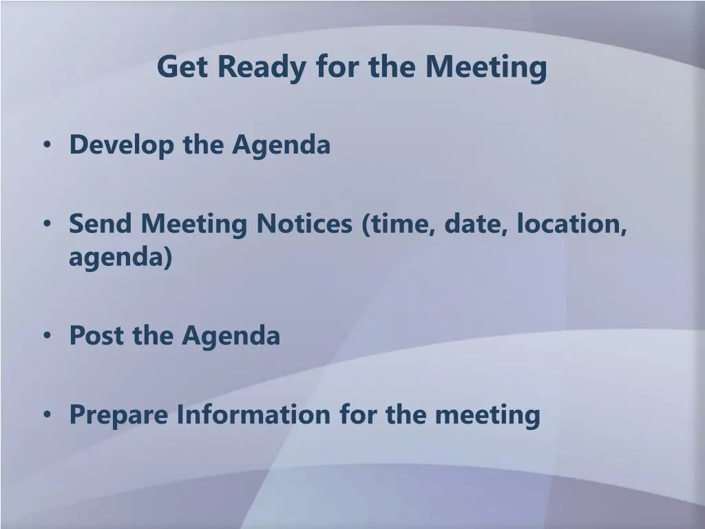 get ready for the meeting