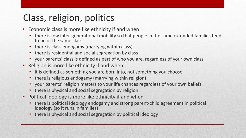 class religion politics economic class is more